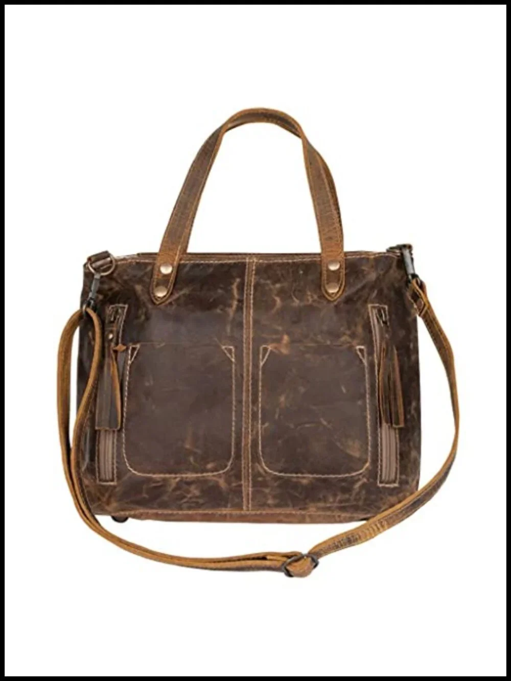 Genuine Leather Crossbody Bag for Women Vintage Weathered Shoulder Purse